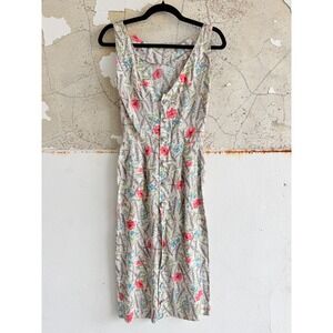Vtg Liberty of London Dress Floral Midi Bonwit Teller Poppy Print Cotton Midi‎